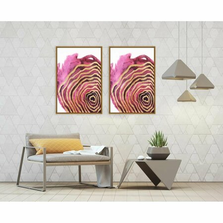 WORK-OF-ART 2 Piece Golden Petal Framed Canvas Painting - Gold, Purple & White - 30 x 46 x 1.75 in. WO2826793